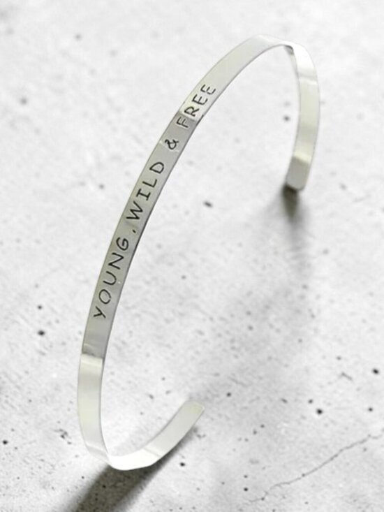 Boutique Jewelry - Young Wild and Free Inspirational Cuff Bracelet